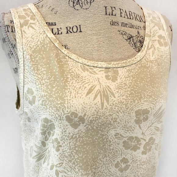 CMC Color Me Cotton Art to Wear shirt top Beige Floral Medium Made in USA - Picture 2 of 6